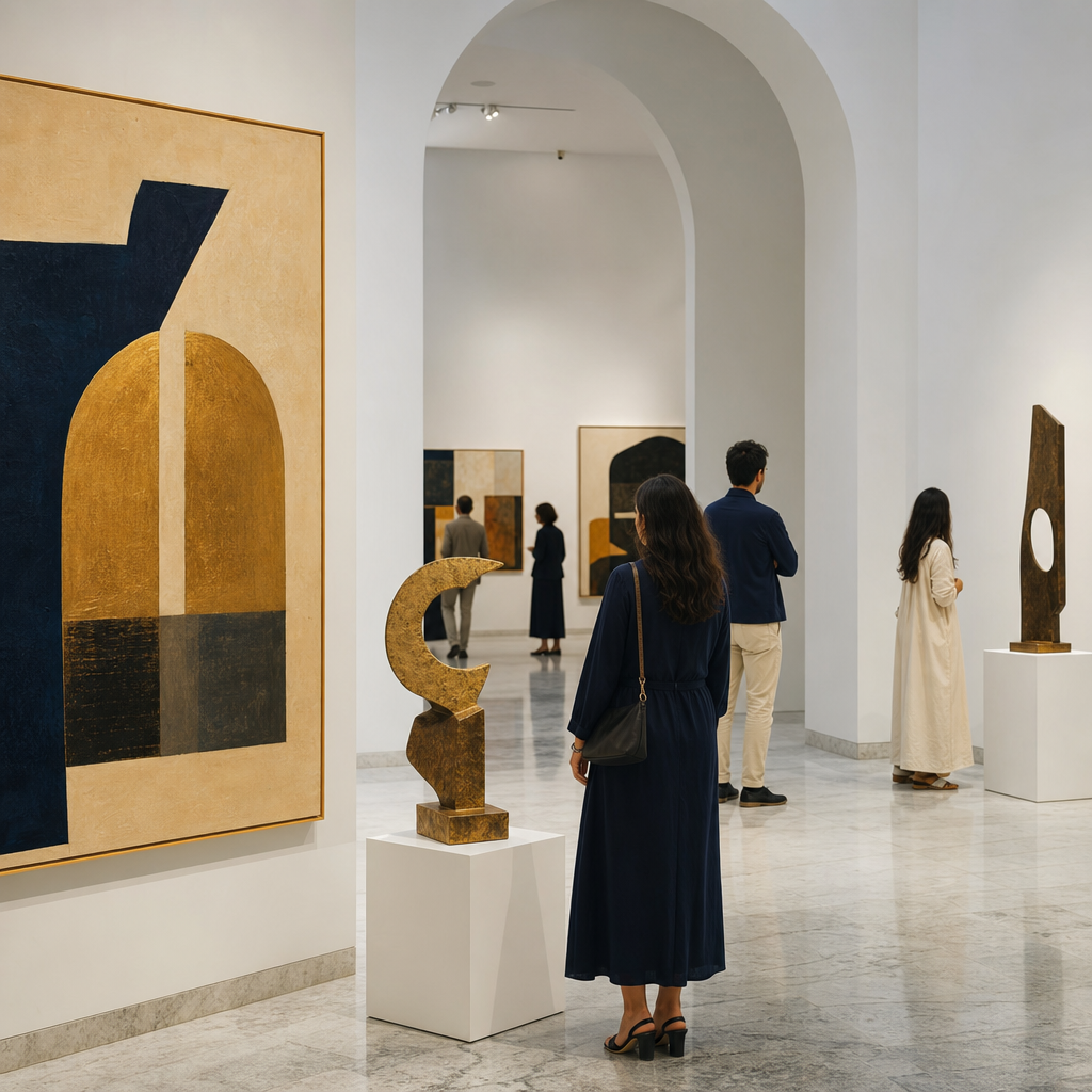 Exposition artistique moderne dans une galerie institutionnelle